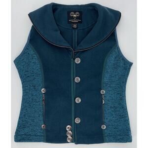Women's Blue Vest with Button Detail
